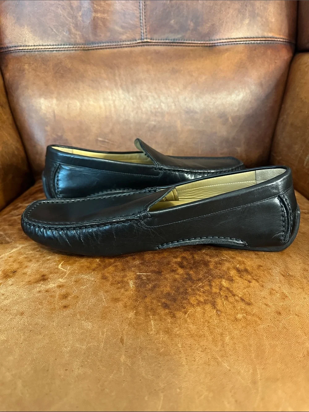 Bally Walton Black Leather Slip-On Driving Loafers Made in Italy